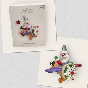 Hallmark Santa’s Sweet Ride Christmas Ornament Snowflake Airplane 2008